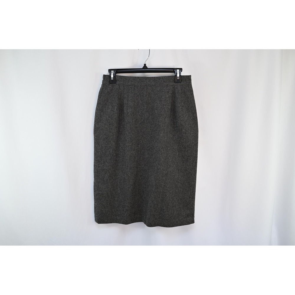 Sag Harbour Petite Wool Blend Gray Skirt Vintage Size 10P Pencil Slit 7151H